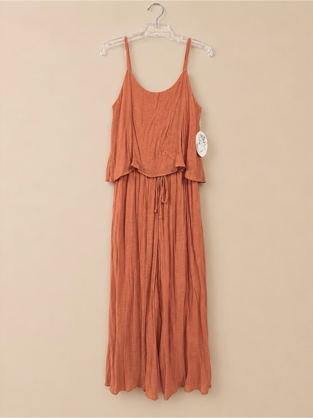 Terracotta Sleeveless Wide-Leg Jumpsuit
